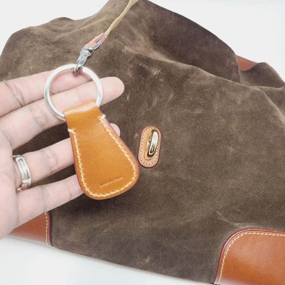 Dooney & Bourke | Large Vintage Chocolate Brown Suede Leather Handbag (One Size)